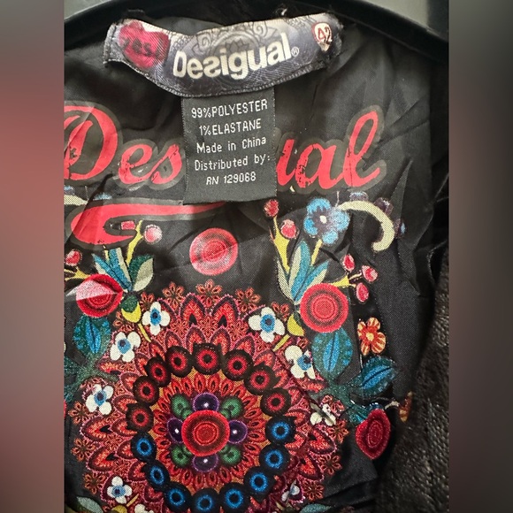 Desigual Animal Print Winter Jacket Coat size 42 in black - Picture 5 of 15